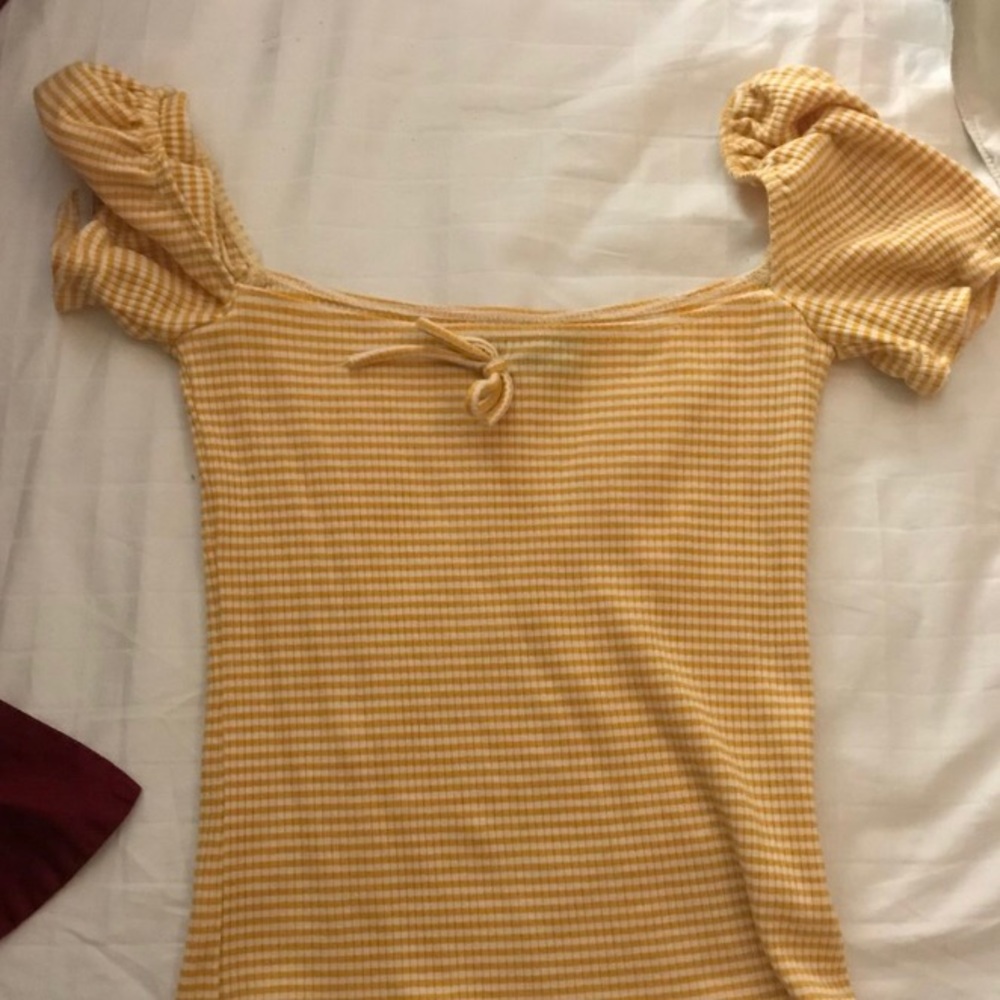 Reformation Yellow and White Striped Top